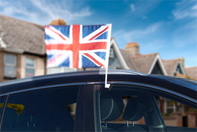 St Helens Home & Garden Union Jack Car Window Flag 2Pcs In Bright & Vivid Colours from B&Q