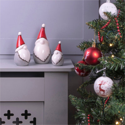 Netagon Home Festive Xmas Christmas Ceramic Gonk Family Ornament Decoration- Set Of 3 from B&Q