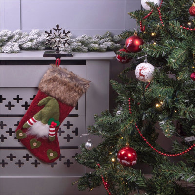 Netagon Home Hanging Fireplace Luxury Gonk Christmas Xmas Knitted Festive Stocking- Red from B&Q