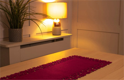 Netagon St Helens Home And Garden Rectangular Felt Table Runner With Openwork Star And Snowflake Design Maroon from B&Q