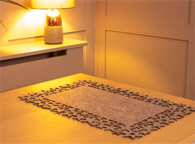 Netagon St Helens Home And Garden Felt Table Mats With Star And Snowflake DesignPair Grey from B&Q