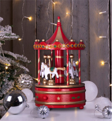 B&Q -  St Helens Home And Garden Wooden Carousel Music Box