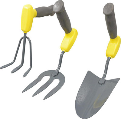 Aidapt 3 Piece Ergonomic Easy Grip Handled Gardening Set Trowel Fork Cultivator from B&Q