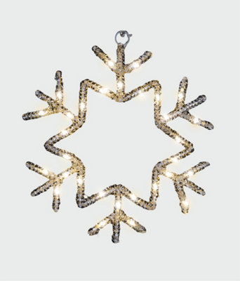 Xmas Haus 25Cm 30L Warm White Led Hanging Snowflake ,3Xaa