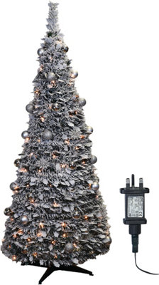 Xmas Haus 2.1M Pre-Lit 200Ww Led Popup Silver Decor Xmas Tree from B&Q