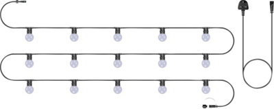 Eagle Connect Festoon Black Rubber Ip44 5M/15X2W Warm White Opaque Lamps from B&Q
