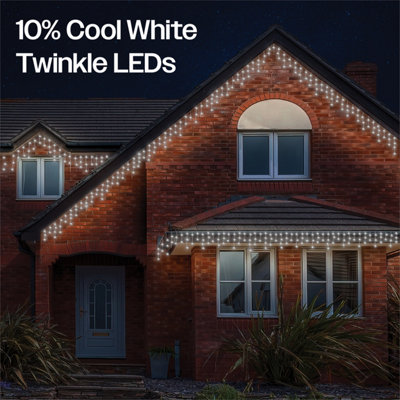 Eagle Connect Icicle Lights White Rubber 60/40/20 Drop10% 13M Cool White from B&Q