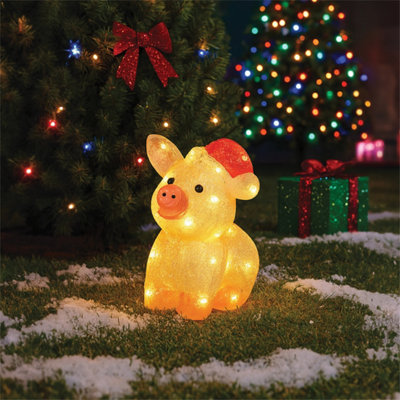 Xmas Haus Acrylic Festive Christmas Led Pig 27X20X28Cm30L Warm White LightsTimer5M Lead CableBs Ip20 TransformerOutdoor from B&Q