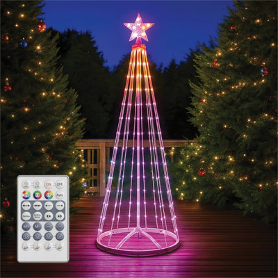 Xmas Haus Rgb Led Festive 120Cm Christmas Star Tree Light Leds With Light Strings & Star TopperApp & ControllerTimer50Cm from B&Q