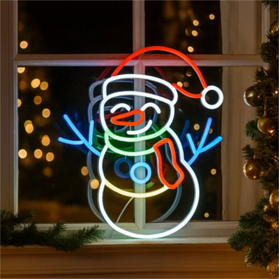 Electrovision Xmas Haus Silhouette Neon Light 36X40Cm Usb Led Christmas DecorationSnowman from B&Q
