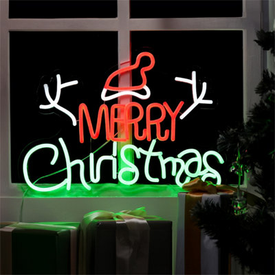 Electrovision Xmas Haus Silhouette Neon Light 36X40Cm Usb Led Christmas DecorationMerry Christmas from B&Q