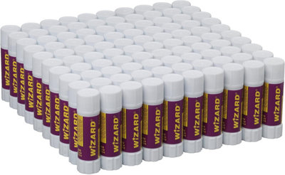 Wizard Hainenko 40G Glue Stick Bulk Pack 100 Pack Strong Adhesive Smooth Application Washable & Non-Toxic OfficeSchool & Craft from B&Q