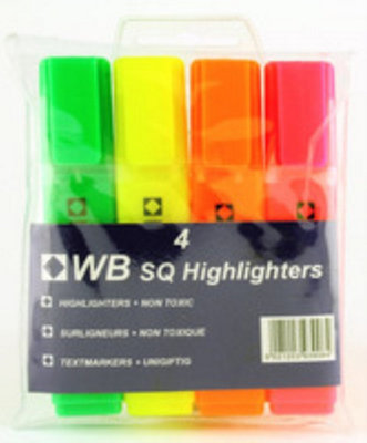 White Box Whitebox Assorted Brand & ColorHi-Glo Highlighters (Pack Of 4) from B&Q