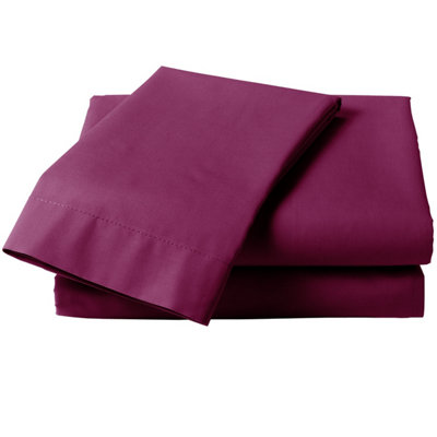  - Percale Aubergine Pack Of Two Envelope End 180 Thread Count Pillowcases