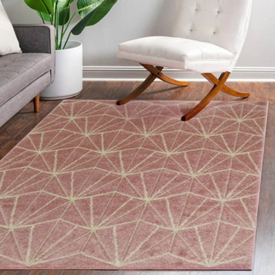 Portland Pink Geometric Large Rug(L)230Cm X (W)160Cm from B&Q