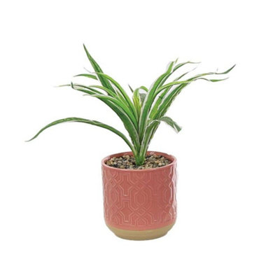 Primrose Artificial Spider Plant In Red Pot 28Cm from B&Q