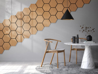 Fuse Acoustic Wooden Hexagon Wall Panel In Natural Oak from B&Q
