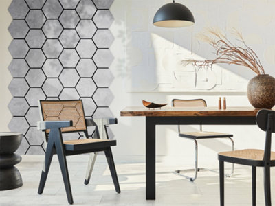 Fuse Acoustic Wooden Hexagon Wall Panel In Concrete Effect from B&Q