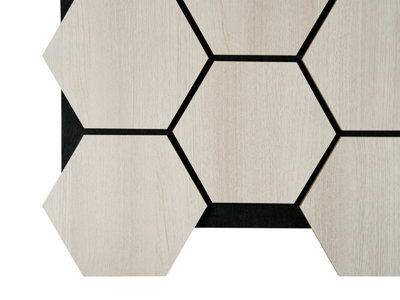 B&Q -  Acoustic Wooden Hexagon Wall Panel In White Oak