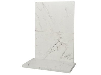 B&Q -  X2 Tile & Hearth Set In White Marble Effect