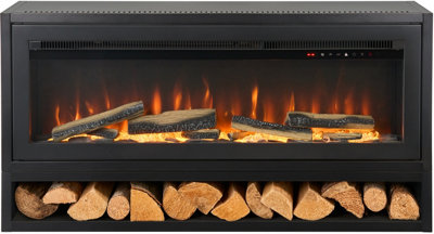 B&Q -  Vision Electric Media Stove With Log Store In Black