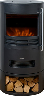 Sureflame Dunston Round Stove With Log Storage In Black from B&Q