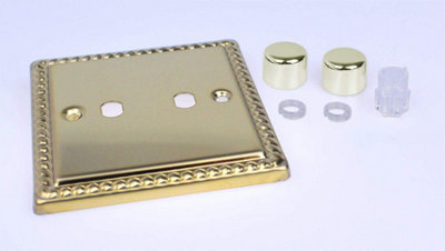 Varilight Classic Georgian Brass 2-Gang Rotary Dimmer Matrix Kit from B&Q