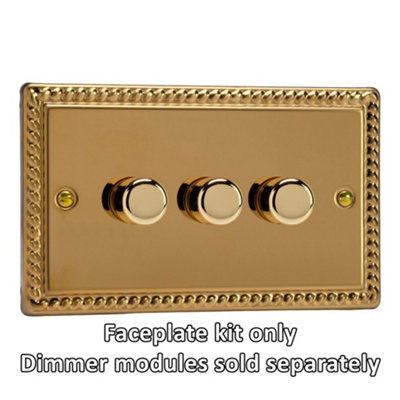 Varilight Wgd3 3-Gang Matrix Kit Twin Plate For Rotary Dimmers Georgian Brass Finish from B&Q