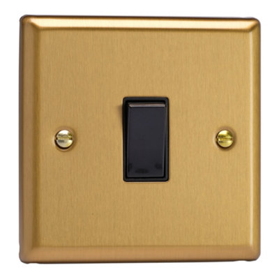 Varilight Single 20A Double Pole SwitchClassic Brushed Brass With Black RockerXb20B from B&Q