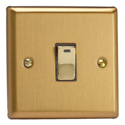Varilight Single 20A Double Pole Switch With NeonClassic Brushed Brass With Polished Brass RockerXb20Nd from B&Q