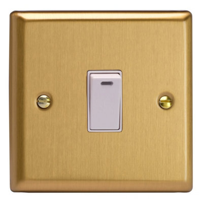 Varilight Single 20A Double Pole Switch With NeonClassic Brushed Brass With White RockerXb20Nw from B&Q