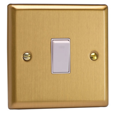 Varilight Single 20A Double Pole SwitchClassic Brushed Brass With White RockerXb20W from B&Q