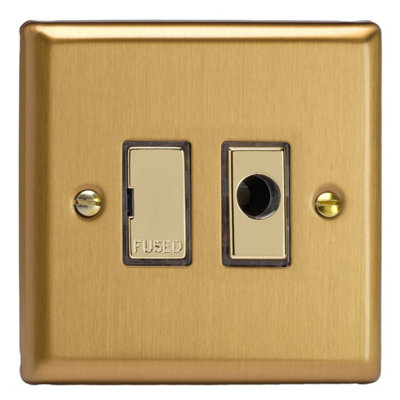 Varilight Unswitched Fused Spur With Flex OutletClassic Brushed Brass With Polished Brass InsertXb6Ufod from B&Q