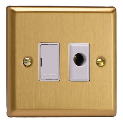 Varilight Unswitched Fused Spur With Flex OutletClassic Brushed Brass With White InsertXb6Ufow from B&Q