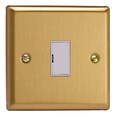 Varilight Unswitched Fused SpurClassic Brushed Brass With White InsertXb6Uw from B&Q