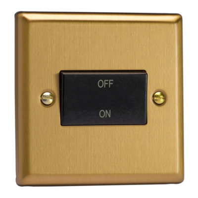 Varilight Fan Isolator SwitchClassic Brushed Brass With Black RockerXbfib from B&Q