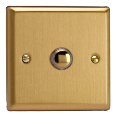 Varilight Single Momentary Retractive SwitchClassic Brushed Brass With Polished Brass ButtonXbm1 from B&Q