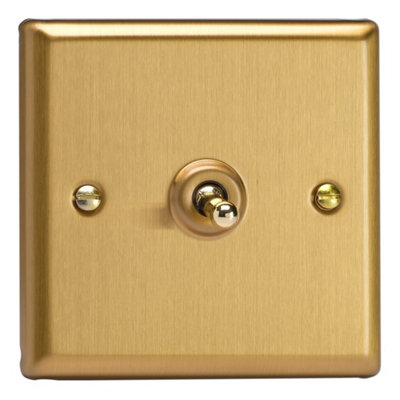 Varilight Single Toggle Light Switch IntermediateClassic Brushed Brass With Polished Brass ToggleXbt7 from B&Q