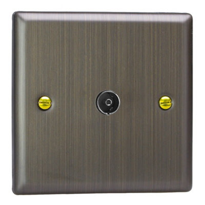 Varilight 1-Gang Tv Socket, Co-Axial Antique Brass Black/Bronze/White