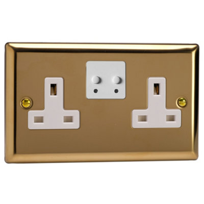 Varilight Double V-Pro Smart Wi-Fi SocketClassic Victorian Brass With White InsertXv5Vsw from B&Q