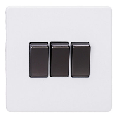Varilight Triple Rocker Light Switch 2-WayScrewless Primed Ready To Paint With Iridium RockersXdy3Is.pd from B&Q