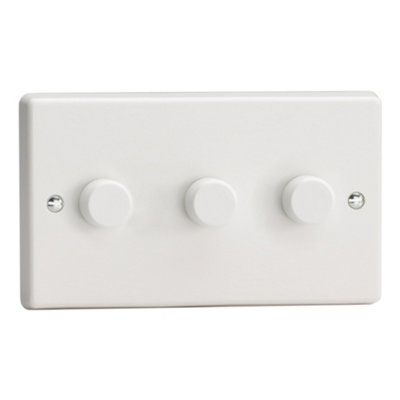 Varilight Triple V-Dim Rotary 2-Way Dimmer 3 X 40-250W White Plastic With White KnobTqdp253W from B&Q
