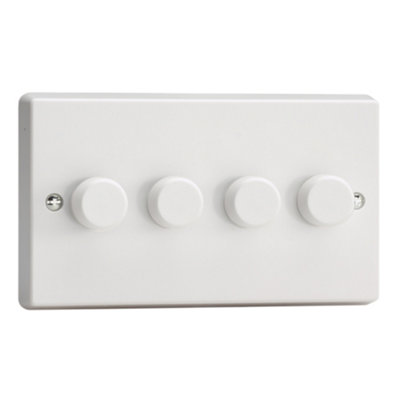 Varilight 4-Gang V-Dim Rotary 2-Way Dimmer 4 X 40-250W White Plastic With White KnobTqdp254W from B&Q
