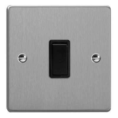 Varilight 1-Gang 10A Brushed Silver Rocker Switch1 Or 2-WayPush-Fit TerminalsFlush Mount from B&Q