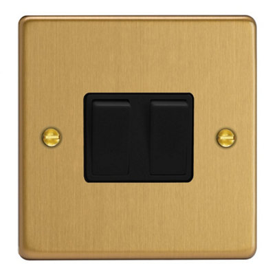 Varilight 2-Gang 10A Brushed Brass Rocker SwitchDouble Module1 Or 2-WayPush-Fit Terminals from B&Q