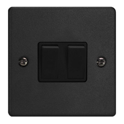 Varilight 2-Gang 10A Matt Black Rocker Switch1- Or 2-WayPush-Fit TerminalsDouble Module from B&Q