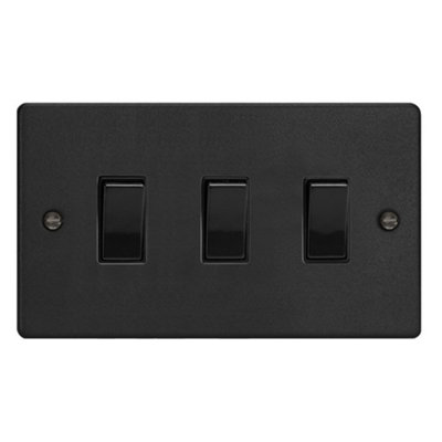Varilight 3-Gang 10A 1- Or 2-Way Rocker Switch (Twin Plate) Matt Black 5021575026658 - Image 4