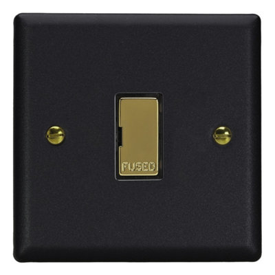 Varilight Unswitched Fused SpurVogue Matt Black With Polished Brass InsertXy6Uv.mb from B&Q