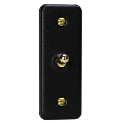 Varilight Single Toggle Light Switch 2-WayArchitrave Matt Black With Polished Brass ToggleXyat1V.mb from B&Q