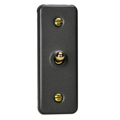 Varilight Single Toggle Light Switch 2-WayArchitrave Slate With Polished Brass ToggleXyat1V.sl from B&Q